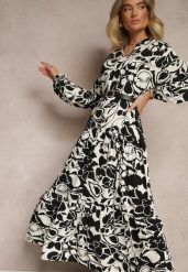 Czarna Pudełkowa Sukienka z Wiskozy w Kwiatowy Print Ridielia. Czarne sukienki damskie Renee, bez wzorów, z wiskozy, eleganckie, bez ramiączek. W wyprzedaży za 63.99 zł.