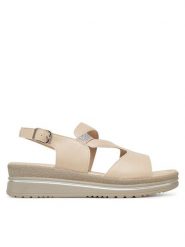 Clara Barson Sandały WS2506-04 Beżowy. Brązowe sandały damskie Clara Barson, bez wzorów, z materiału, bez obcasa, na koturnie, bez zapięcia. Za 119.99 zł.