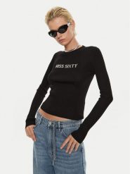 Miss Sixty Bluzka 6L3RJ7291000 Czarny Regular Fit. Czarne bluzki damskie Miss Sixty, l, bez wzorów, z wełny, bez kołnierzyka, bez ramiączek. Za 379.99 zł.