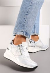 Srebrne Sneakersy Thessiore. Białe obuwie sportowe damskie Renee, bez zapięcia. Za 119.99 zł.