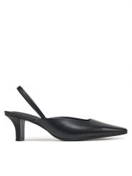 Calvin Klein Sandały Heel Mule Pump 50 - Lth HW0HW02551 Czarny. Czarne sandały damskie Calvin Klein, bez wzorów, ze skóry, bez obcasa, na słupku, bez zapięcia. Za 409.99 zł.