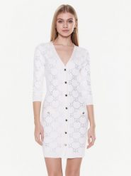 Blugirl Blumarine Sukienka dzianinowa RA3105-MA18F Biały Slim Fit. Białe sukienki damskie Blugirl Blumarine, bez wzorów, z dzianiny, bez ramiączek. Za 1,789.00 zł.