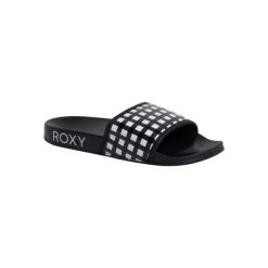 Sandały dla Kobiety SLIPPY IV. Czarne sandały damskie Roxy, bez wzorów, z gumy, bez obcasa, bez zapięcia. Za 139.99 zł.
