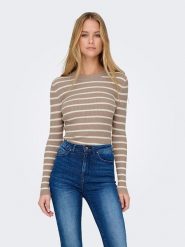 ONLY Sweter w kolorze beżowym rozmiar: XL. Brązowe swetry klasyczne damskie Only, xl, bez kołnierzyka. Za 66.16 zł.