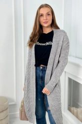 Sweter Kardigan splot warkocz szary. Szare kardigany damskie KESI, l, bez wzorów, z wełny. Za 178.78 zł.
