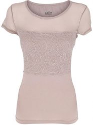 COTONELLA Koszulka w kolorze beżowym rozmiar: XL. Brązowe bluzki damskie Cotonella, xl, bez wzorów, z koronki, bez kołnierzyka, bez ramiączek. Za 61.45 zł.