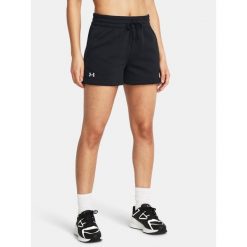 Spodenki Damskie Under Armour Sportowe Bawełna z Polarem Fleece Short. Czarne spodenki sportowe damskie Under Armour, bez wzorów, z bawełny, na fitness i siłownię. Za 169.99 zł.