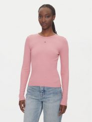 Tommy Jeans Bluzka Essential DW0DW17387 Różowy Slim Fit. Czerwone bluzki damskie Tommy Jeans, l, bez wzorów, z bawełny, bez kołnierzyka, bez ramiączek. Za 139.99 zł.