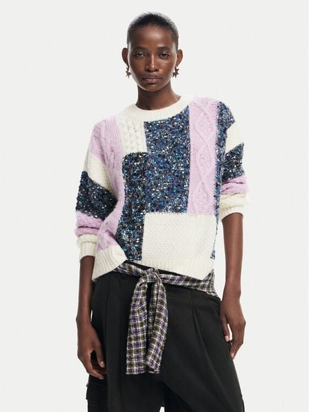 Desigual Sweter Edmonton 24WWJF19 Kolorowy Regular Fit. Swetry klasyczne damskie Desigual, m, z syntetyku, bez kołnierzyka. Za 389.99 zł.