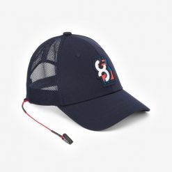 Czapka z daszkiem żeglarska Decathlon 500. Niebieskie czapki z daszkiem damskie Decathlon, bez wzorów, z elastanu. Za 49.99 zł.