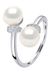 Mitzuko Srebrny pierścionek z perłami rozmiar: onesize. Szare pierścionki damskie Mitzuko, z cyrkonią, srebrne. Za 260.99 zł.