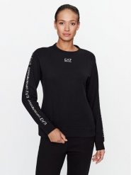 EA7 Emporio Armani Bluza 6RTM09 TJPLZ 0200 Czarny Regular Fit. Czarne bluzy damskie EA7 Emporio Armani, m, bez wzorów, z bawełny, bez kaptura. Za 769.99 zł.