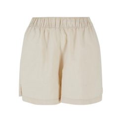 Krótkie spodenki z mieszanki lnu dla kobiet Urban Classics. Szare spodenki sportowe damskie Urban Classics, na lato, s, bez wzorów, z bawełny, na fitness i siłownię. Za 84.65 zł.