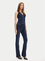 Guess Kombinezon W5YD57 D0782 Granatowy Regular Fit. Niebieskie sukienki damskie Guess, z aplikacjami, z bawełny, bez ramiączek. Za 829.99 zł.