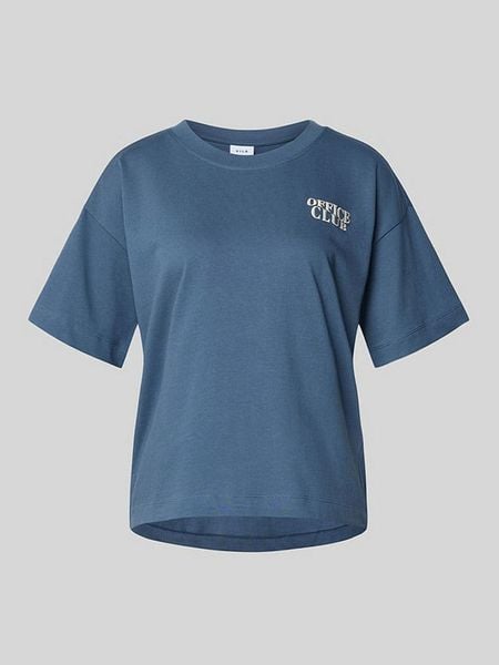 Vila Koszulka "Vimonie" w kolorze niebieskim rozmiar: XS. Niebieskie koszulki damskie Vila, xs, bez wzorów, z bawełny, bez kołnierzyka, bez ramiączek. Za 39.21 zł.