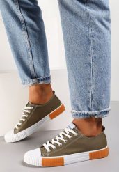 Zielone Trampki Athizephila. Zielone trampki damskie Renee, bez wzorów, z dzianiny, przed kostkę, bez zapięcia. Za 49.99 zł.