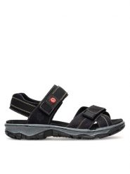 Rieker Sandały 68851-02 Czarny. Czarne sandały damskie Rieker, bez wzorów, z syntetyku, bez obcasa, na płaskiej podeszwie, bez zapięcia. Za 259.99 zł.