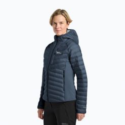 Kurtka ocieplana damska Jack Wolfskin Routeburn Pro Ins. Niebieskie kurtki damskie Jack Wolfskin, bez wzorów, z puchu, bez kaptura. Za 559.99 zł.