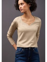 Street One Koszulka w kolorze beżowym rozmiar: 44. Brązowe koszulki damskie Street One, bez wzorów, bez kołnierzyka, bez ramiączek. Za 86.99 zł.