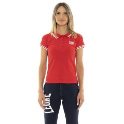 Koszulka polo na czas wolny na co dzień. Czerwone koszulki sportowe damskie LEONE 1947 APPAREL, bez wzorów, z bawełny, bez ramiączek, na fitness i siłownię. W wyprzedaży za 80.76 zł.