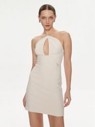 Elisabetta Franchi Sukienka koktajlowa AB-514-41E2-V300 Beżowy Slim Fit. Brązowe sukienki damskie Elisabetta Franchi, bez wzorów, z syntetyku, wizytowe, bez ramiączek. Za 749.99 zł.