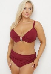 Czerwone Bikini Biustonosz z Marszczeniem i Majtki Figi ze Ściągaczami Kinevia. Czerwone bikini Born2be, bez wzorów. Za 84.99 zł.