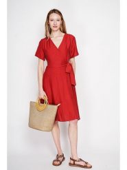 ASSUILI Sukienka w kolorze czerwonym rozmiar: 36. Czerwone sukienki damskie Assuili, bez wzorów, bez ramiączek. Za 130.99 zł.