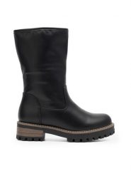 Clara Barson Botki NINA WS5120-02 Czarny. Czarne botki damskie Clara Barson, z tworzywa sztucznego, bez obcasa, na płaskiej podeszwie, bez zapięcia. Za 169.99 zł.