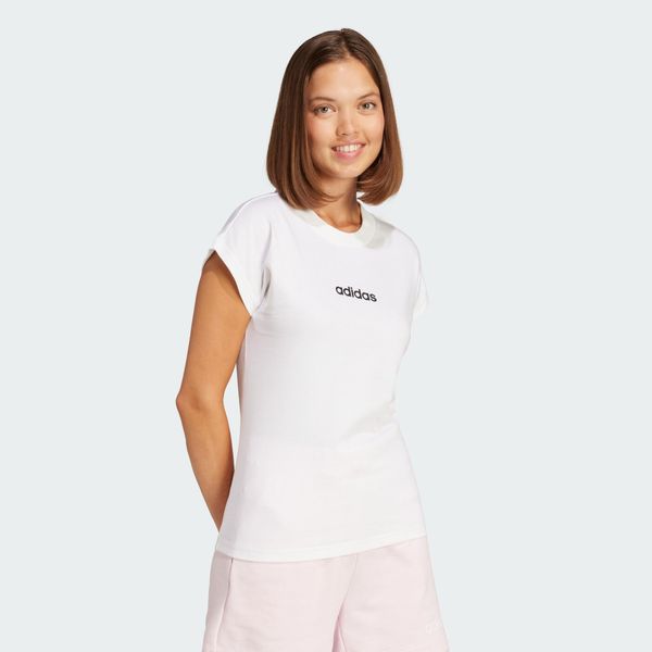 Koszulka Essentials Linear Cotton. Białe koszulki damskie Adidas, s, bez wzorów, z bawełny, bez kołnierzyka, bez ramiączek. Za 89.95 zł.