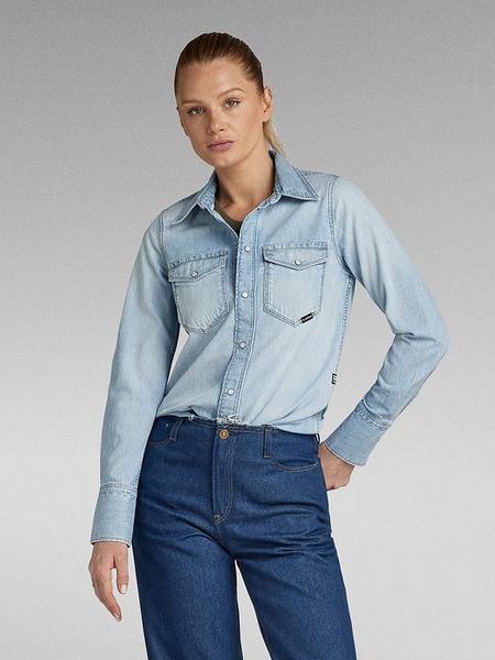 G-Star Koszula - Slim fit - w kolorze błękitnym rozmiar: M. Niebieskie koszule damskie G-Star, m, bez wzorów, retro, bez kołnierzyka, bez ramiączek. Za 229.95 zł.
