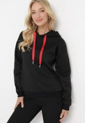 Czarna Bluza z Kapturem Matiale. Czarne bluzy damskie Born2be, na zimę, l, bez wzorów, z materiału, z kapturem. Za 74.99 zł.