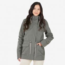 Parka turystyczna damska Quechua NH500 wodoodporna. Brązowe parki damskie QUECHUA, m, z materiału, bez kaptura. Za 229.99 zł.