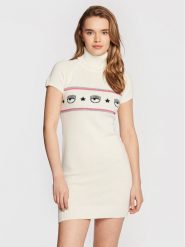 Chiara Ferragni Sukienka dzianinowa 73CBOM96 Biały Slim Fit. Białe sukienki damskie Chiara Ferragni, bez wzorów, z dzianiny, bez ramiączek. Za 1,179.00 zł.