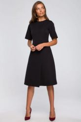 Sukienka elegancka trapezowa z asymetrycznym dołem czarna. Czarne sukienki damskie Stylove, bez wzorów, z elastanu, biznesowe, bez ramiączek. Za 289.00 zł.