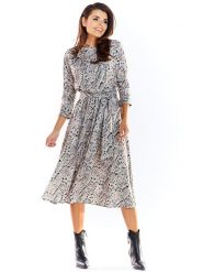 Awama Sukienka w kolorze kremowym rozmiar: M. Brązowe sukienki damskie Awama, bez wzorów, z tkaniny, bez ramiączek. Za 77.99 zł.