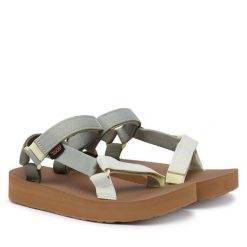 Sandały Teva. Zielone sandały damskie Teva, bez wzorów, bez obcasa, na koturnie, bez zapięcia. Za 329.99 zł.