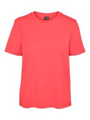 Vero Moda Koszulka w kolorze koralowym rozmiar: M. Czerwone bluzki damskie Vero Moda, m, bez wzorów, z bawełny, bez kołnierzyka, bez ramiączek. Za 52.55 zł.