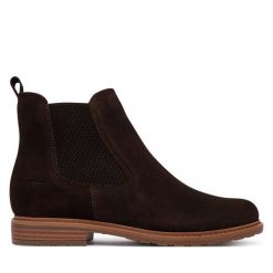 Sztyblety Tamaris. Brązowe botki damskie Tamaris, bez obcasa, na płaskiej podeszwie, bez zapięcia. Za 474.99 zł.