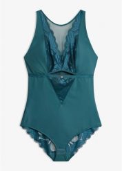 Body o średnim stopniu modelowania sylwetki, z koronką. Niebieskie bielizna korygująca bonprix, bez wzorów, z koronki. Za 109.99 zł.
