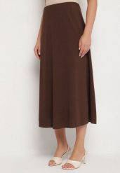 Ciemnobrązowa Klasyczna Spódnica Midi Rozkloszowana Verettia. Brązowe spódnice damskie Born2be, bez wzorów, z materiału, klasyczne, midi. Za 74.99 zł.
