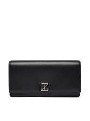 Calvin Klein Portfel Emblem Hw Long Bifold LV04F1098G Czarny. Czarne portfele damskie Calvin Klein, bez wzorów, ze skóry. Za 349.99 zł.