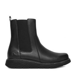 Botki Remonte. Czarne botki damskie Remonte, bez obcasa, na płaskiej podeszwie, bez zapięcia. Za 419.99 zł.