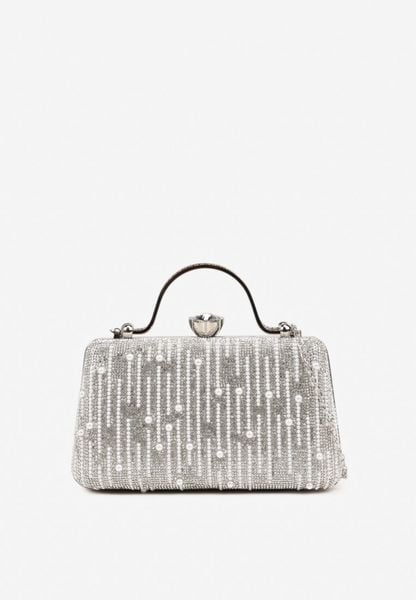 Srebrna Torebka Typu Kopertówka z Cyrkoniami i Perełkami Fesaria. Szare torebki klasyczne damskie Born2be, na ramię, bez dodatków. Za 129.99 zł.