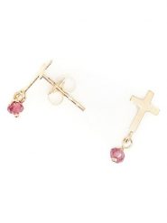 DIAMANTA Złote kolczyki-wkrętki " Croix" z rodolitami rozmiar: onesize. Żółte kolczyki damskie DIAMANTA, złote. Za 200.60 zł.