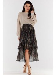 Awama Spódnica w kolorze czarnym ze wzorem rozmiar: L/XL. Czarne spódnice damskie Awama, l, bez wzorów, midi. Za 144.99 zł.