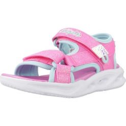 Sandały SKECHERS SOLA GLOW SANDAL Rose. Czerwone sandały damskie Skechers, bez wzorów, z syntetyku, bez obcasa, bez zapięcia. Za 215.99 zł.