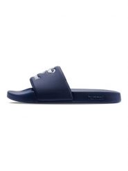 Klapki basenowe Hummel Essential. Niebieskie klapki damskie Hummel, bez wzorów, z materiału, bez obcasa, bez zapięcia. Za 167.50 zł.