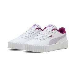 Młodzieżowe sneakersy Carina 3.0 PUMA White Lilac Crush Purple. Biała obuwie sportowe damskie Puma, bez zapięcia, na jogę i pilates. Za 205.50 zł.