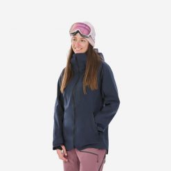 Kurtka narciarska i snowboardowa damska Quechua FR 500. Niebieskie kurtki damskie WED'ZE, na zimę, l, bez wzorów, z materiału, bez kaptura. Za 749.99 zł.