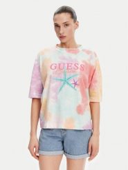 Guess T-Shirt E5GI00 K8G01 Kolorowy Oversize. T-shirty damskie Guess, xs, z aplikacjami, z bawełny, bez kołnierzyka. Za 179.99 zł.